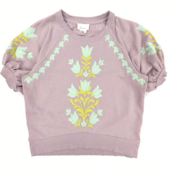 Brand New By Anthropologie Short-Sleeve Appliqué Sweatshirt - Picture 5 of 9